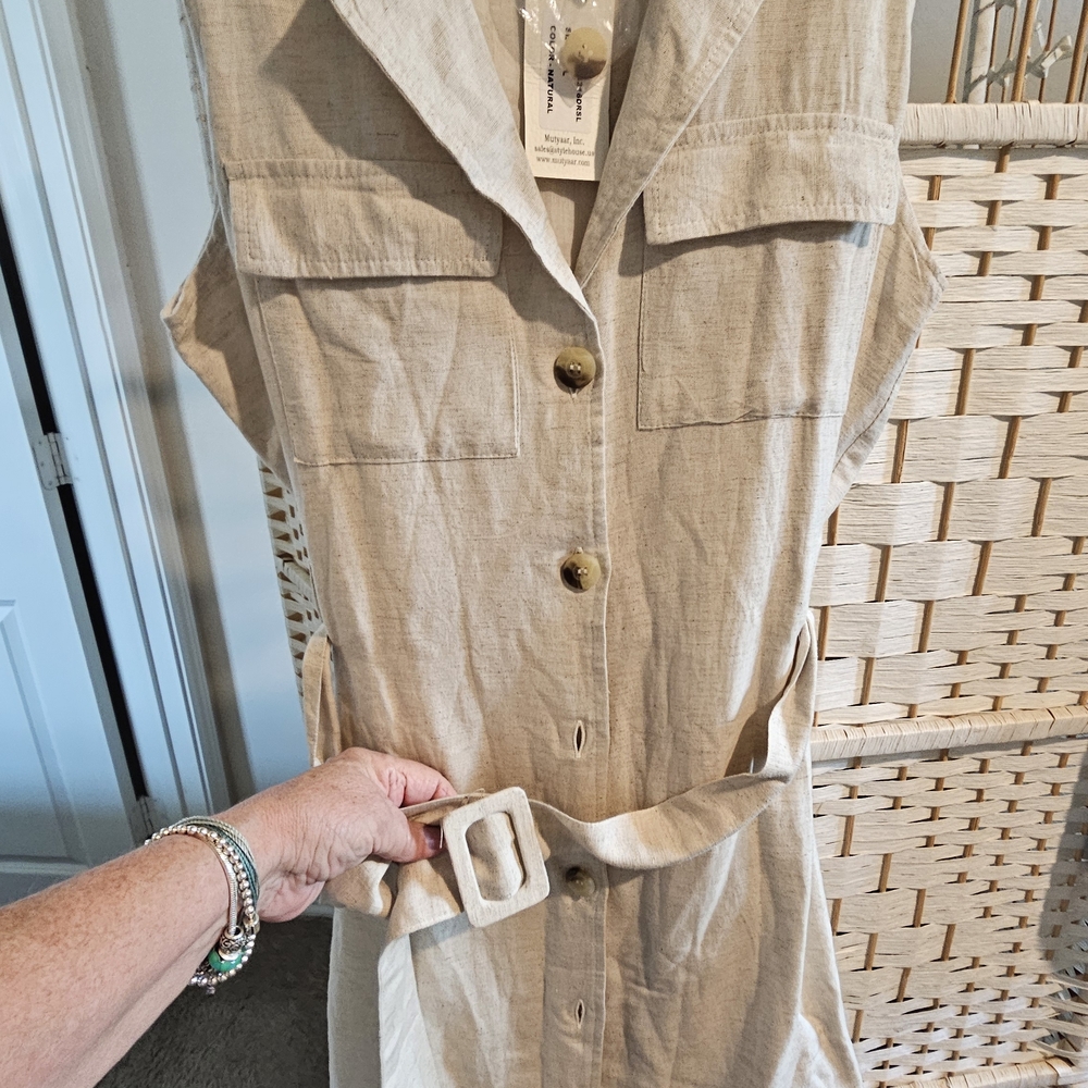 Sleeveless Tan Mini Dress